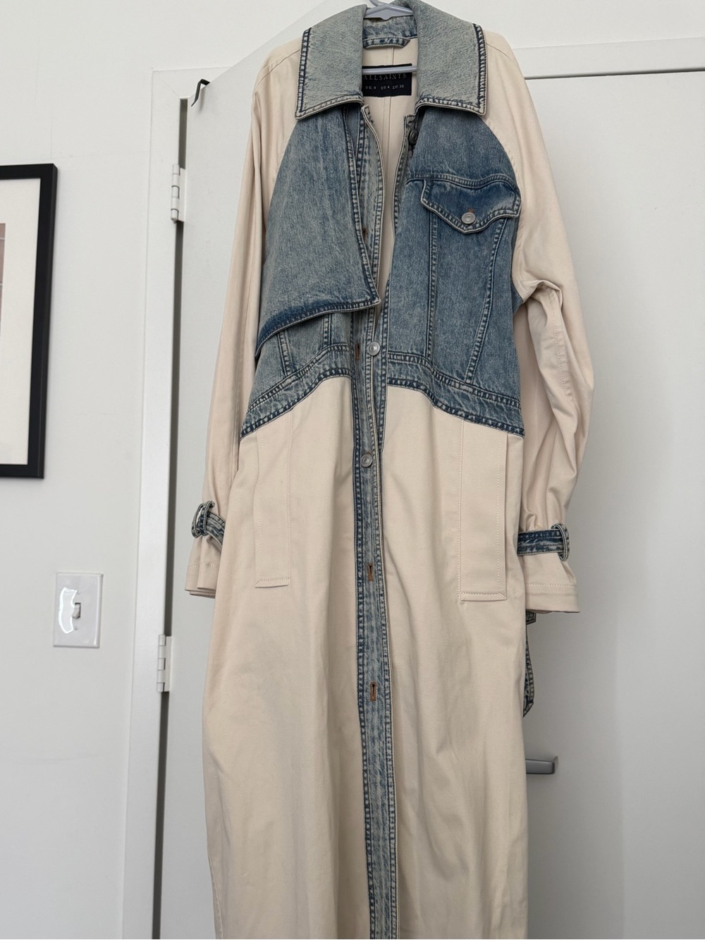 AllSaints denim and cream trench